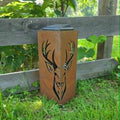 Rustic Buck head solar pillar garden art luminary