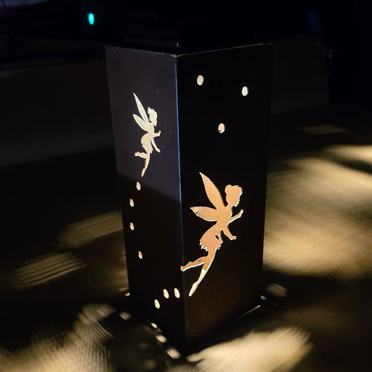 Fairy rustic metal solar pillar lantern luminary