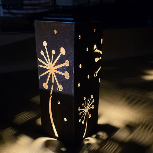 Dandelion rustic metal solar pillar lantern luminary