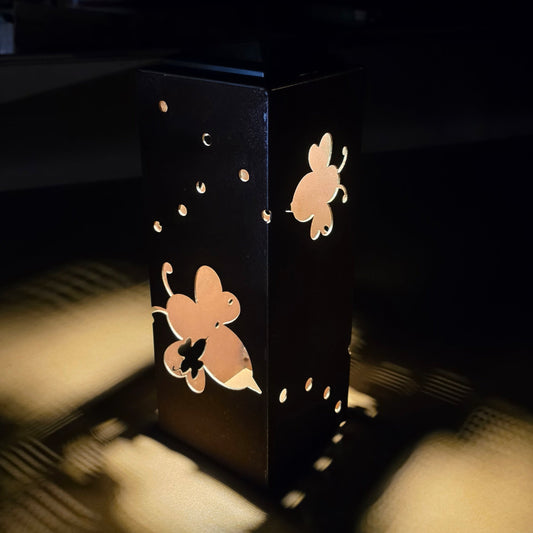 Bee rustic metal solar pillar lantern luminary