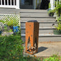 Rustic bear solar pillar outdoors on a patio