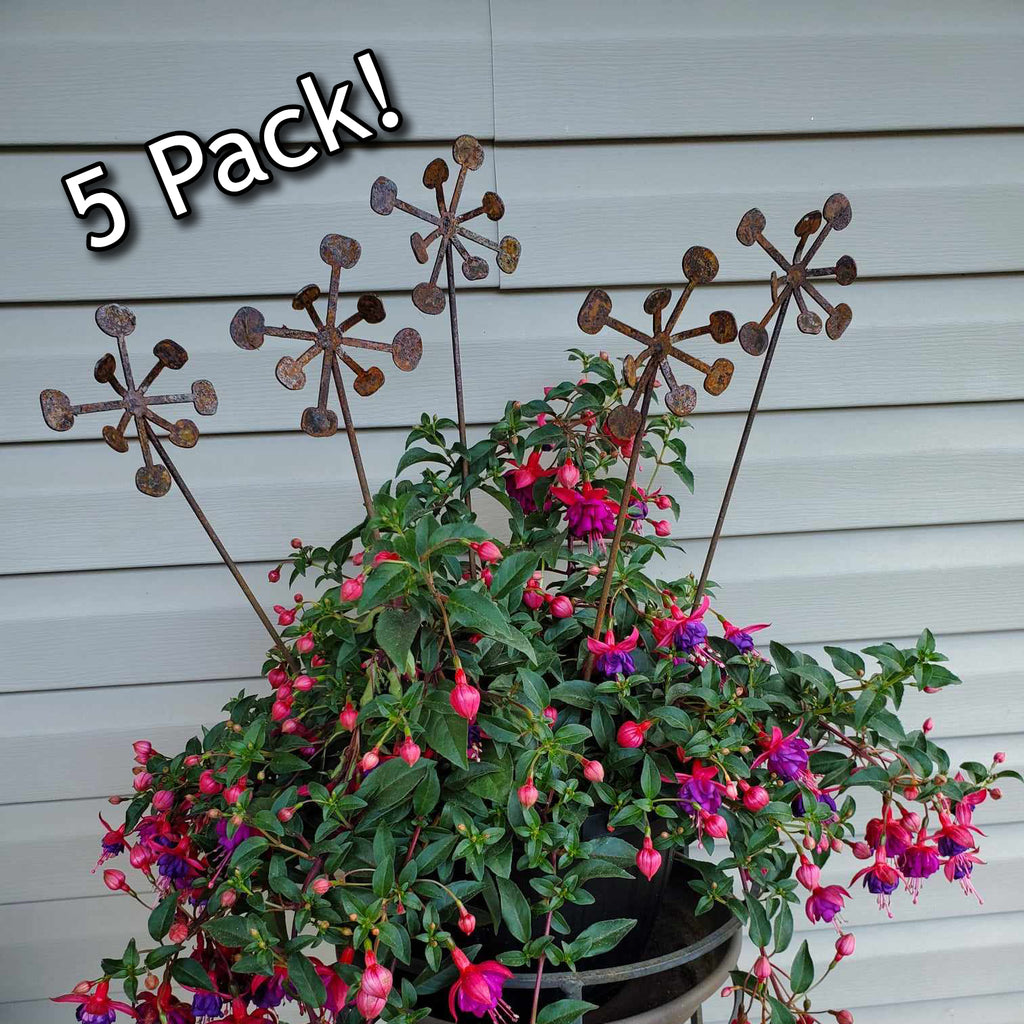 Rustic metal bendable dandelion 5 pack.