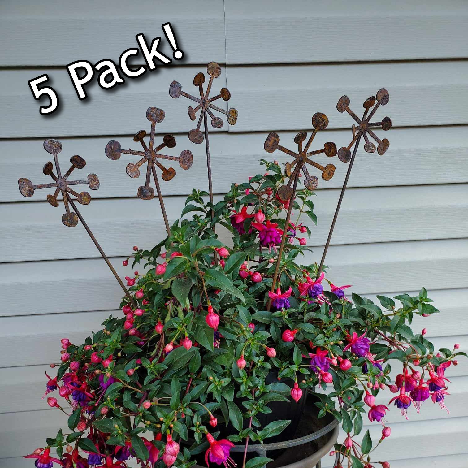 Rustic metal bendable dandelion 5 pack.