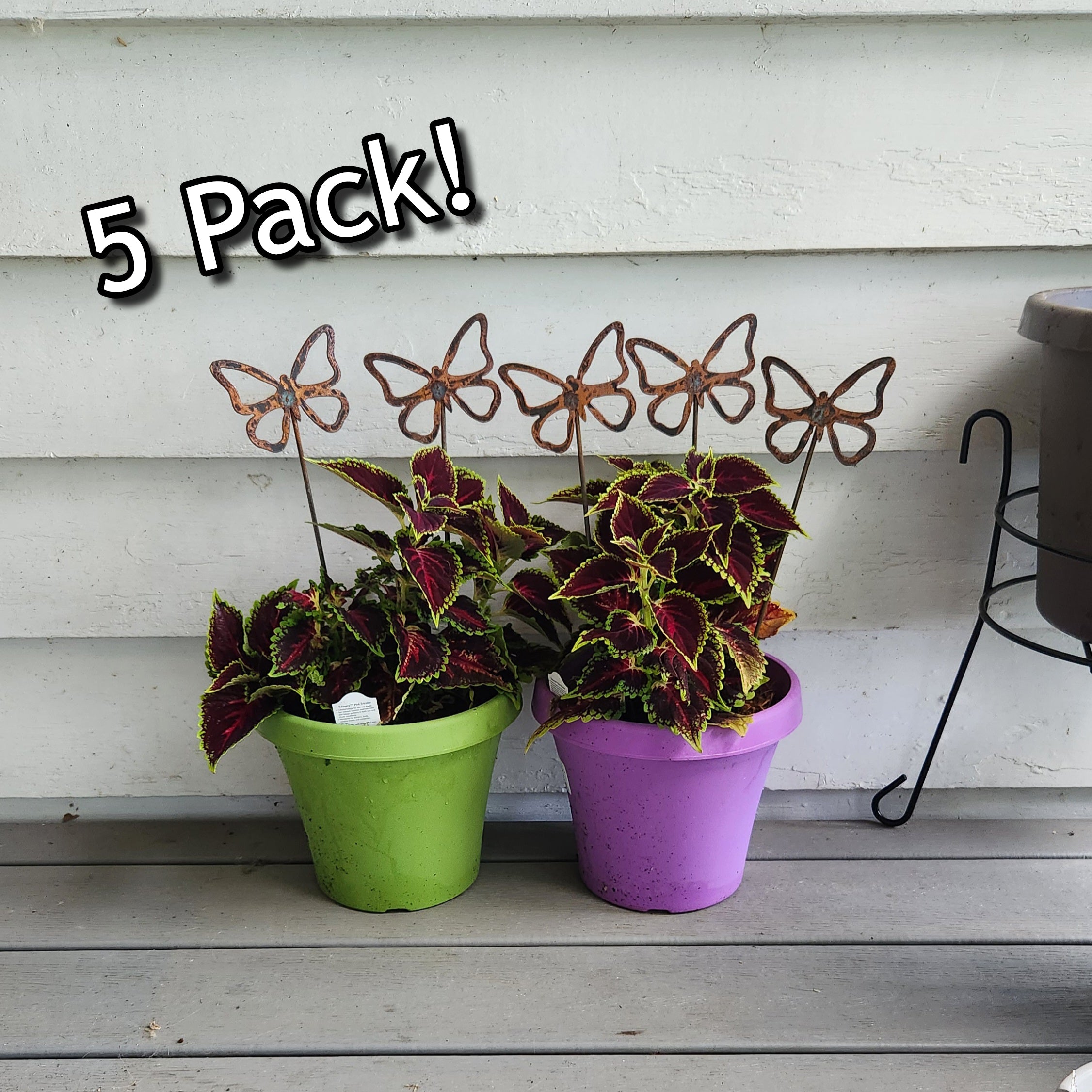 Rustic metal butterfly plant stakes 5 pack