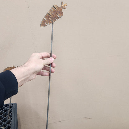Carrot with metal rod rustic metal garden stake