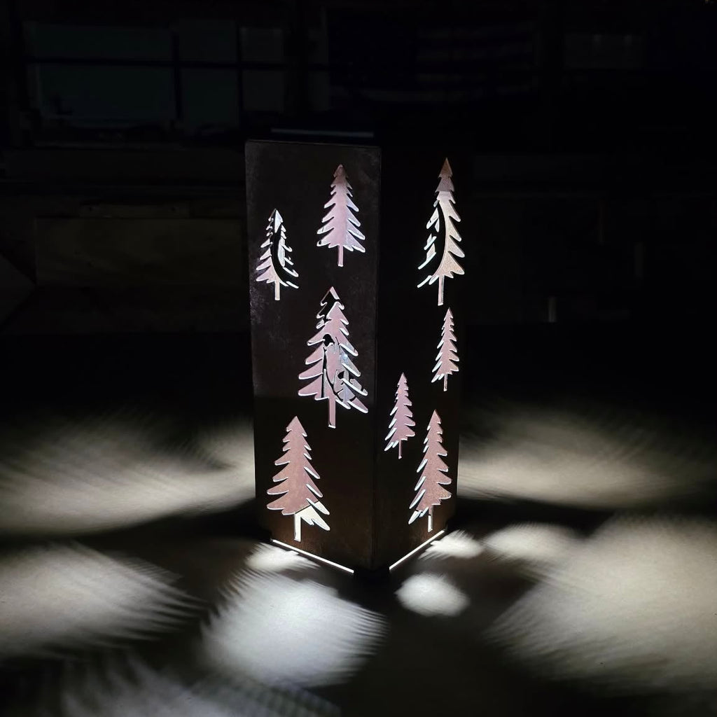 Rustic Solar pillar pine tree luminary