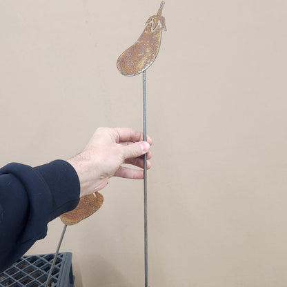 Eggplant rustic plant stake with rod