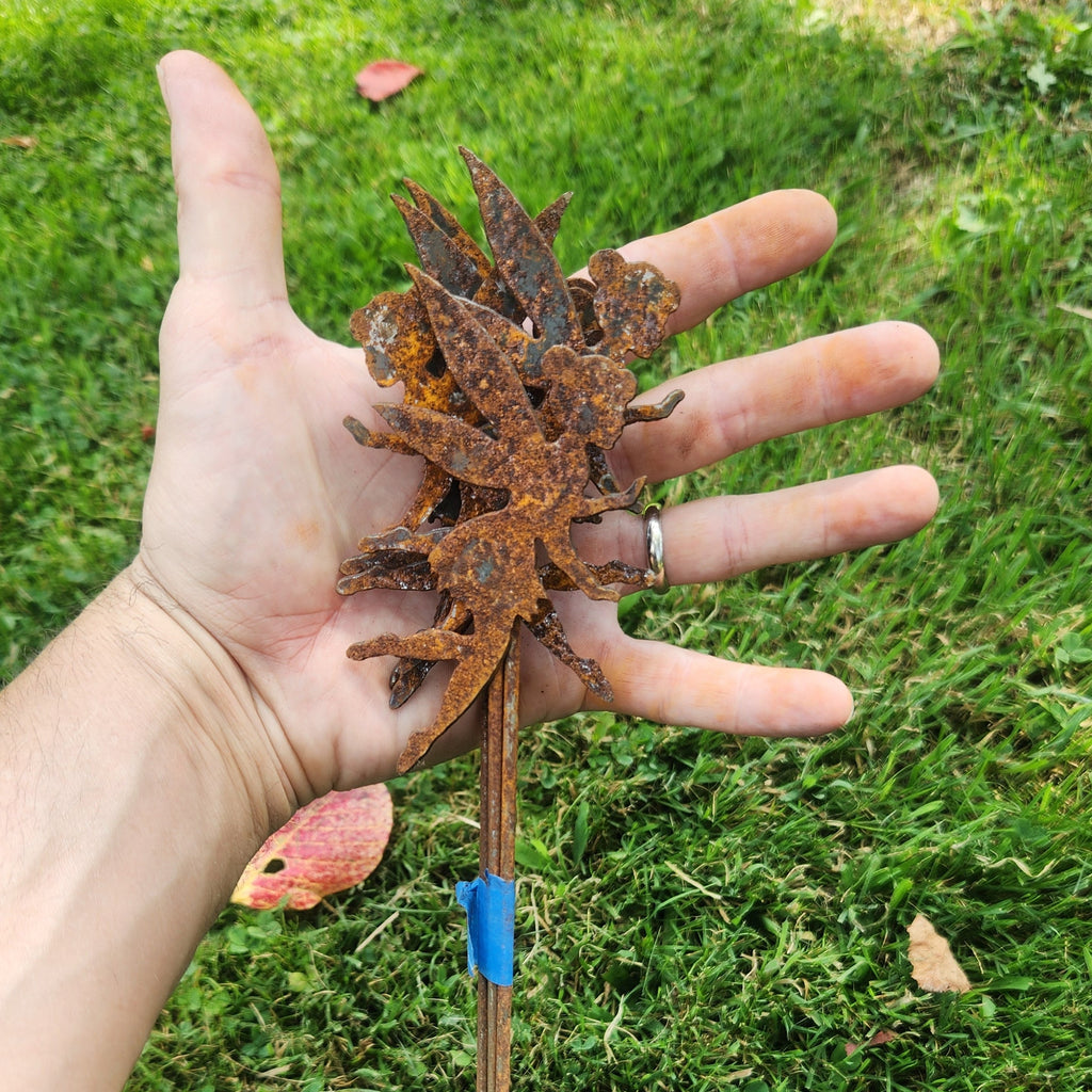 Rustic metal fairy plant stake 4 inch bundle.