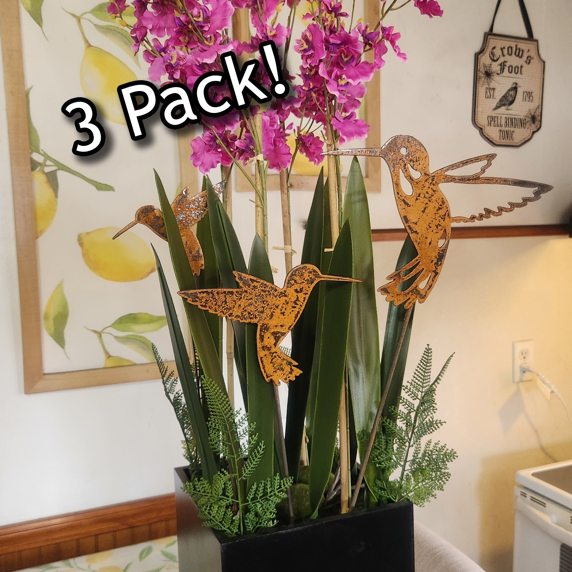 Hummingbird plant stakes rustic