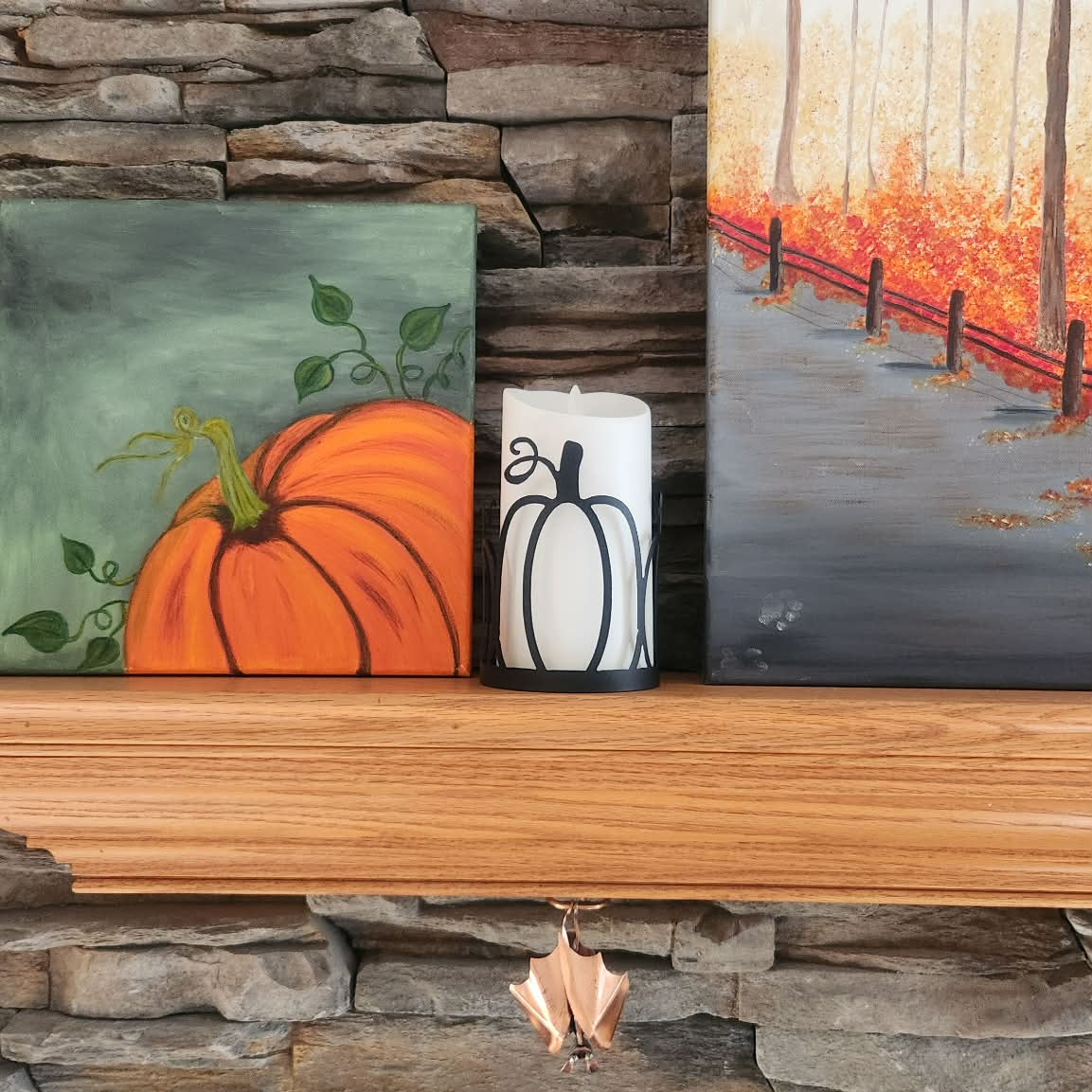 Pumpkin metal candle wrap on led candle