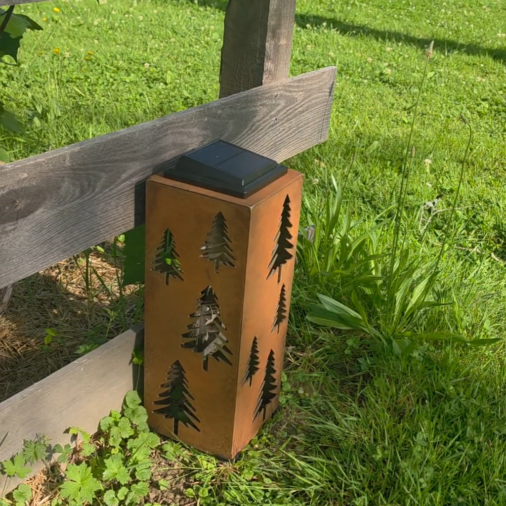 Rustic outdoor light luminary pine tree design