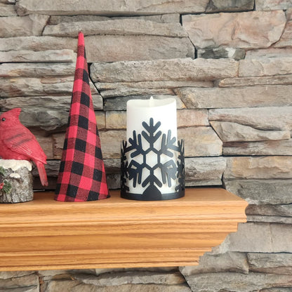 Snowflake candle wrap on mantle