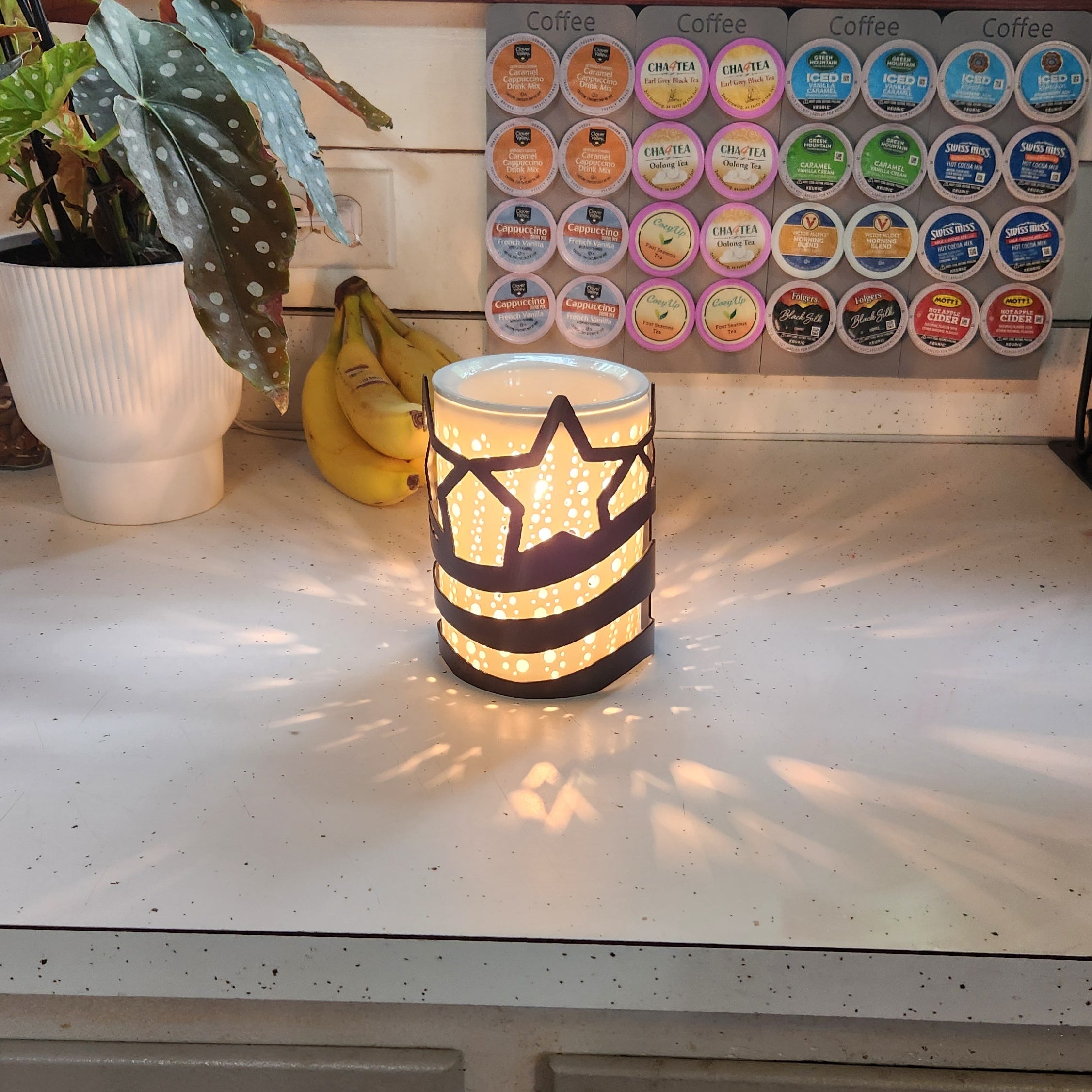 stars and stripes metal candle wrap on wax warmer