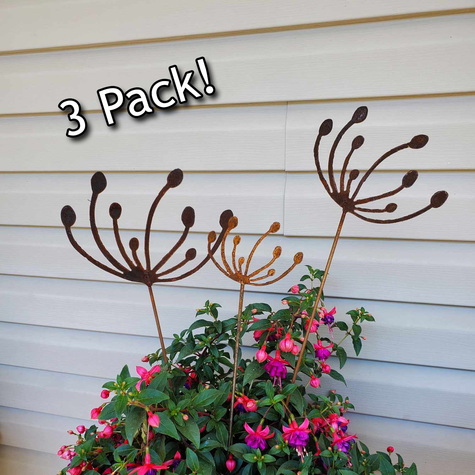 Rustic metal wind swept dandelion multi size pack