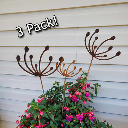 Rustic metal wind swept dandelion multi size pack