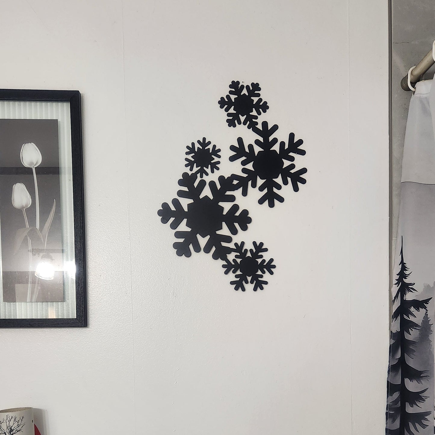 falling snowflakes powder coated black