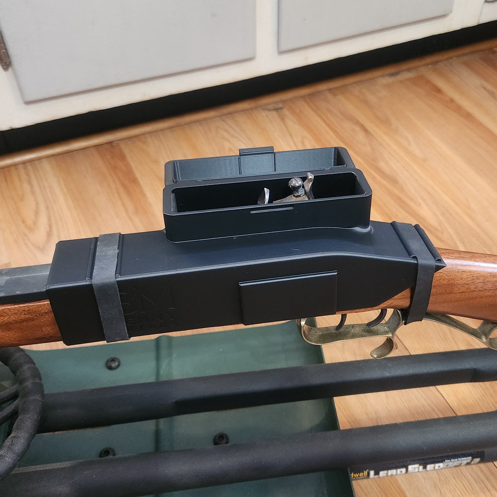 left side view of the flintlock gun cover with lid open