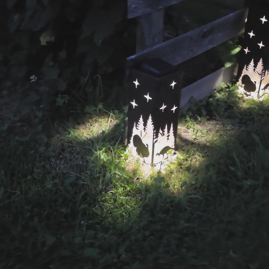 Video of the glowing turkey themed solar pillars