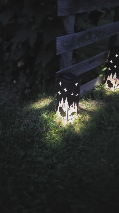 Video of the glowing turkey themed solar pillars
